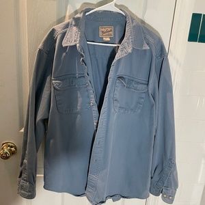 Vintage Woolrick XL Jean Button Down T-Shirt 100% Cotton